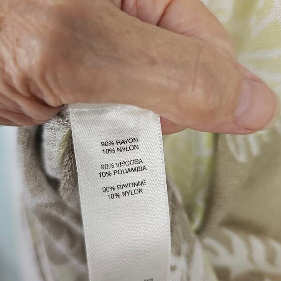 Chicos white lime taupe paisley print hilo cardigan sweater size 2 - Picture 6 of 7